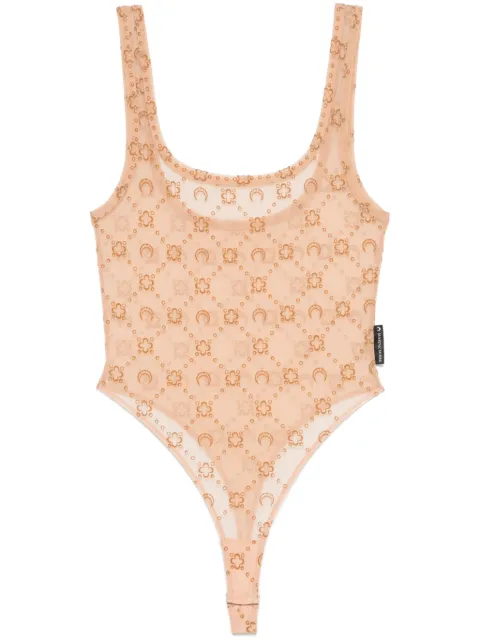 Marine Serre recycled mesh flock bodysuit Neutrals WUW061ACJER0005