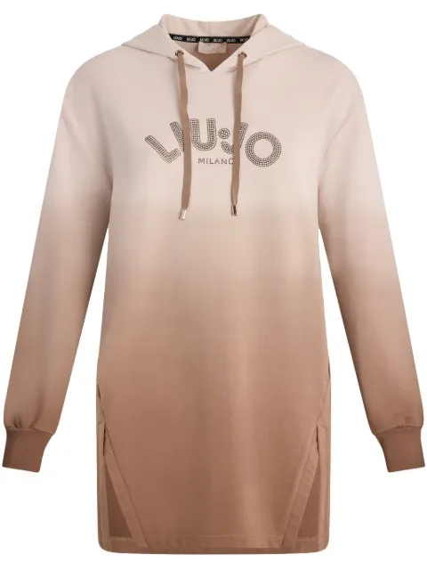 LIU JO rhinestone-embellished hoodie Brown TA5118FS090