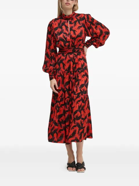 DVF Diane von Furstenberg tiered printed midi dress Red DVFDL3S054