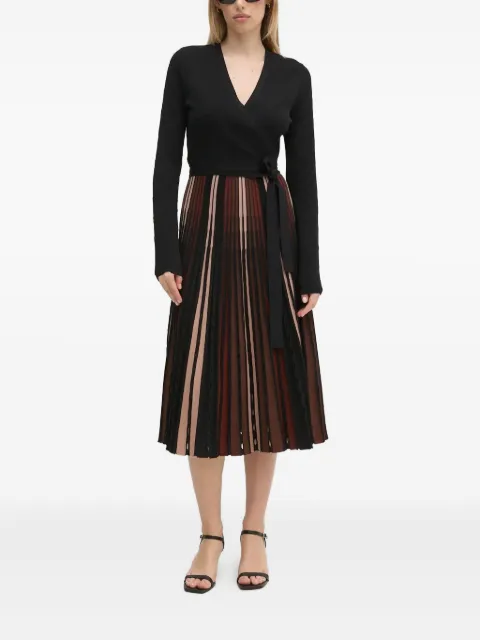 DVF Diane von Furstenberg wrap pleated midi dress Black DVFDR3S007