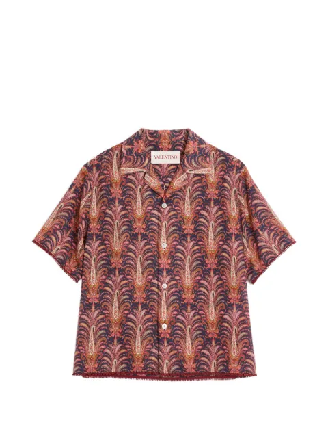 Valentino Garavani Voyage Imaginaire-print bowling shirt Red VAA111ATM