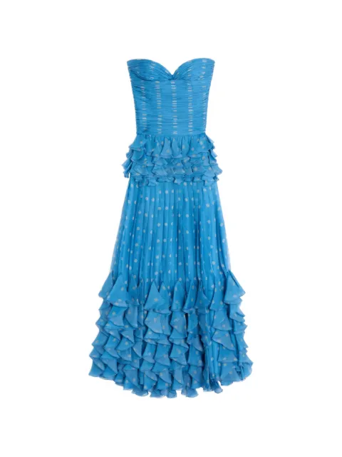 Valentino Garavani Pludepois-print chiffon long dress Blue BVDL809C8