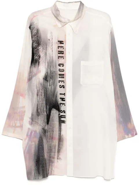 Yohji Yamamoto abstract print oversized shirt Neutrals HPB512111S25