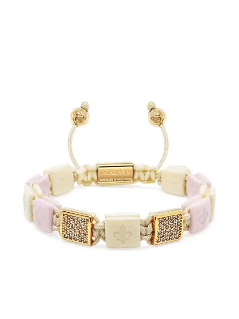 Nialaya Jewelry Ceramic Flatbead bracelet Neutrals WLUXPL073