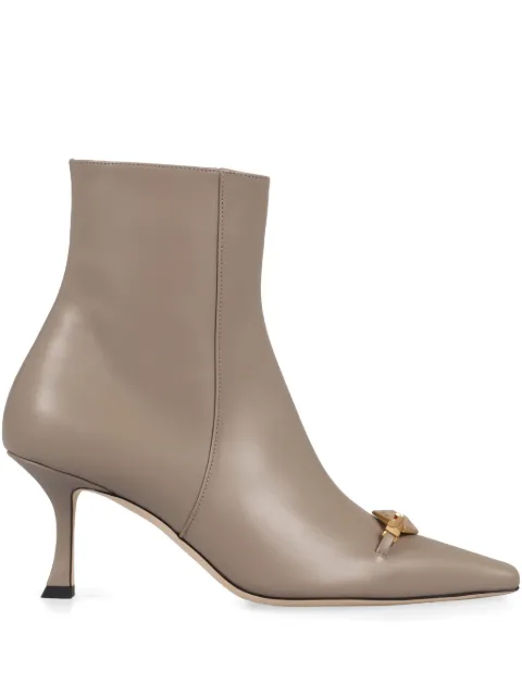 Jimmy Choo 70mm pointed-toe leather boots Neutrals RYKERAB70