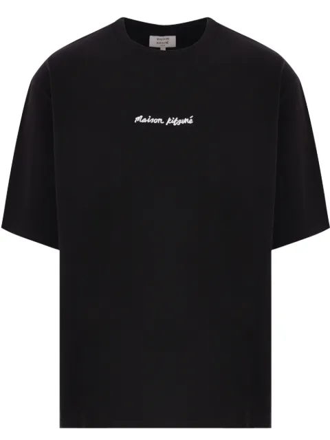 Maison Kitsuné logo-embroidered T-shirt Black OM00122KJ0119