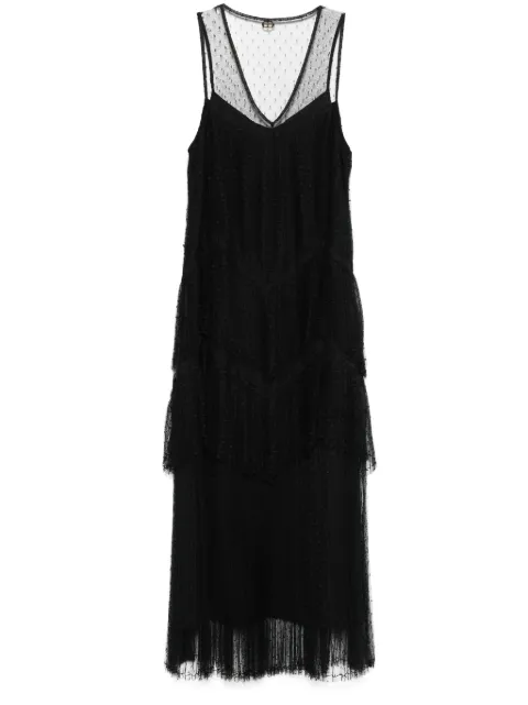 TWINSET pleated tulle midi dress Black 251TP2511