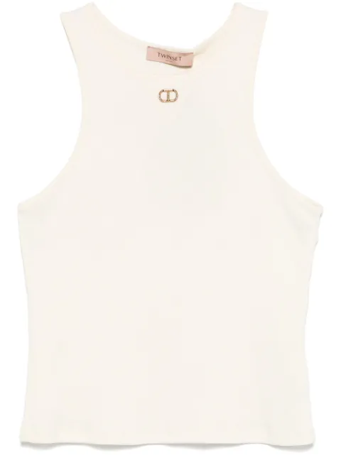 TWINSET Oval T fine-ribbed tank top Neutrals 251TP2550