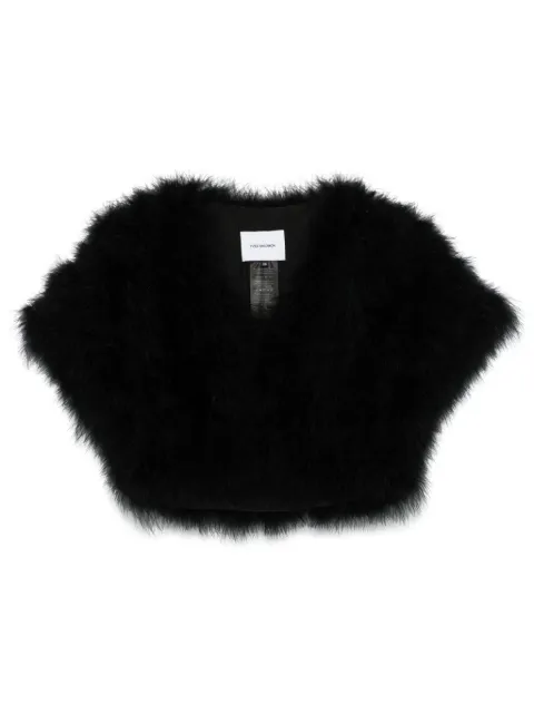 Yves Salomon feather jacket Black 24EYC30546PLUX