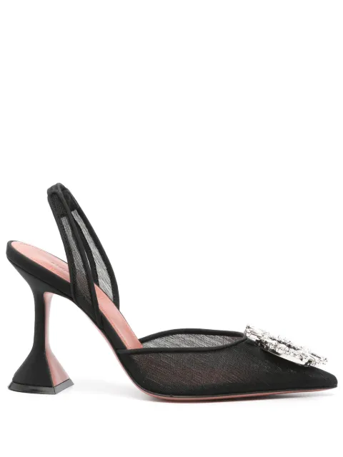 Amina Muaddi 90mm Begum Glass slingback pumps Black 13S361089BEG