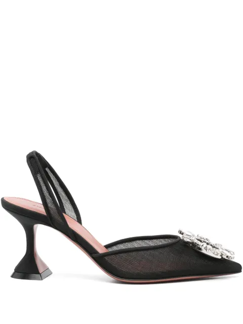 Amina Muaddi 75mm Begum Glass slingback pumps Black 13S361092BEG