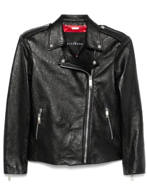 John Richmond embossed biker jacket Black RWP25405GB