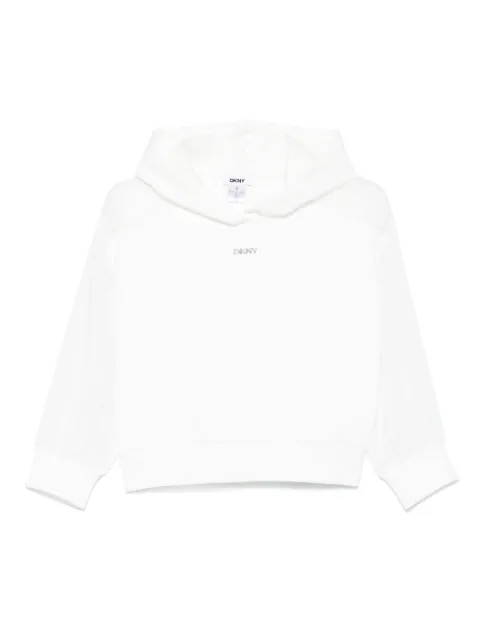 DKNY logo-appliqué cropped hoodie White P4BHSWSH