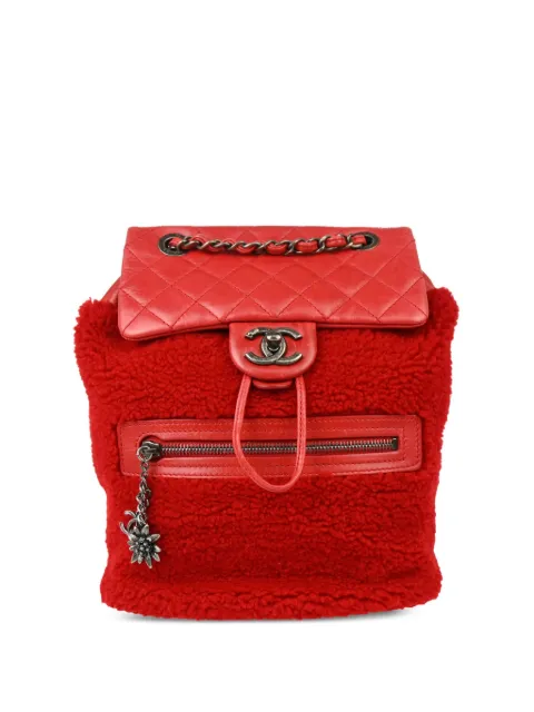 CHANEL Pre-Owned 2015 shearling backpack Red 21304168