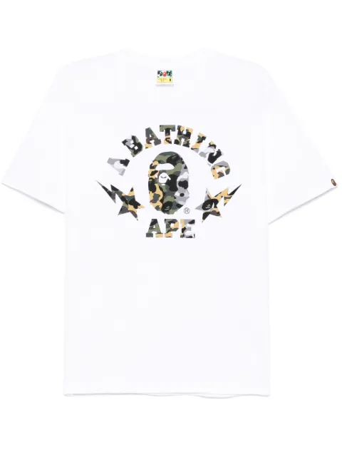 A BATHING APE® 1st camo crazy STA college tee White 001TEL301016M