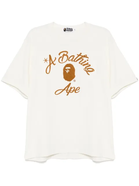 A BATHING APE® chain stitch college T-shirt Neutrals 001CSL301344M