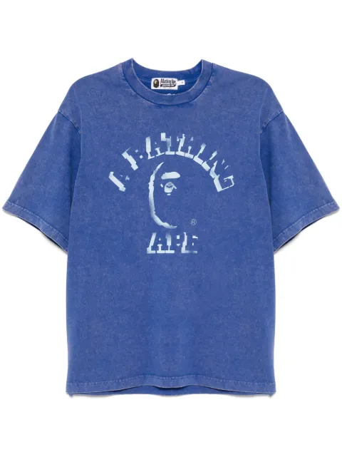 A BATHING APE® garment-dye spray-print T-shirt Blue 001CSL301345M