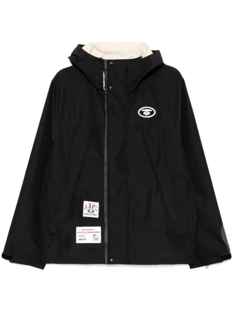 AAPE BY *A BATHING APE® logo hooded windbreaker jacket Black ALJ7709XXO