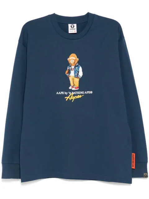 AAPE BY *A BATHING APE® graphic-print long-sleeves T-shirt Blue ALT1610XXO