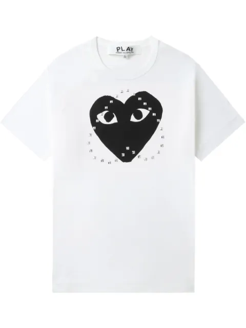 Comme Des Garçons Play heart-print stud-embellished T-shirt White AXT804051