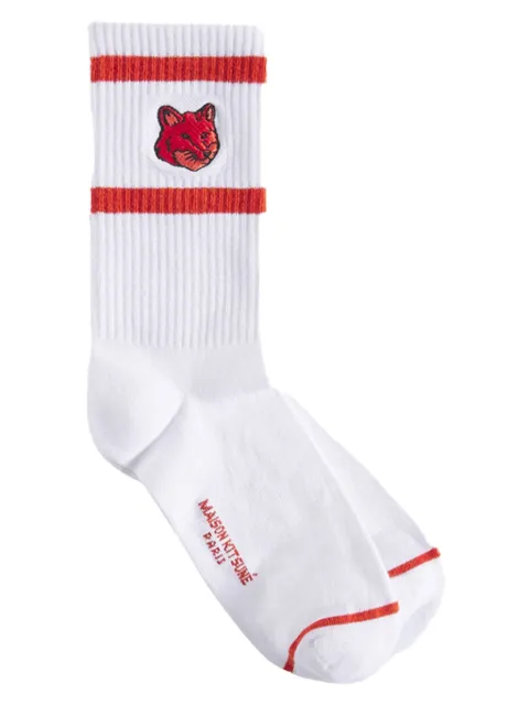 Maison Kitsuné Fox Head socks White OM06412KT1144