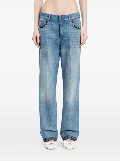 Valentino Garavani floral-trim jeans Blue BDD19X94V
