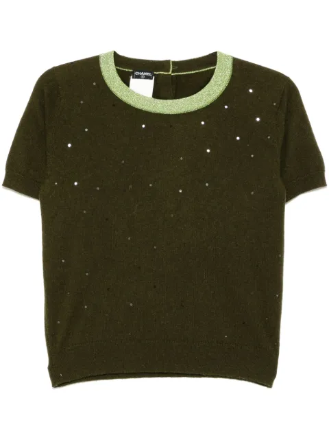 CHANEL Pre-Owned 1996 short sleeve sweater knit top Green 98APO8627W02319B0794