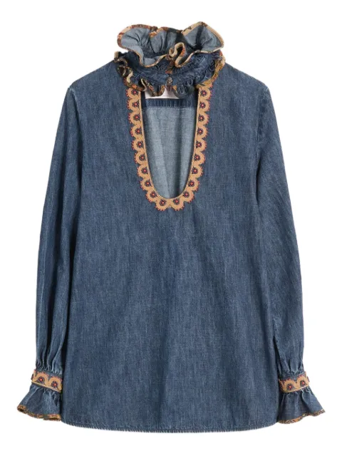 Valentino Garavani embroidered chambray blouse Blue BDB03E7MR