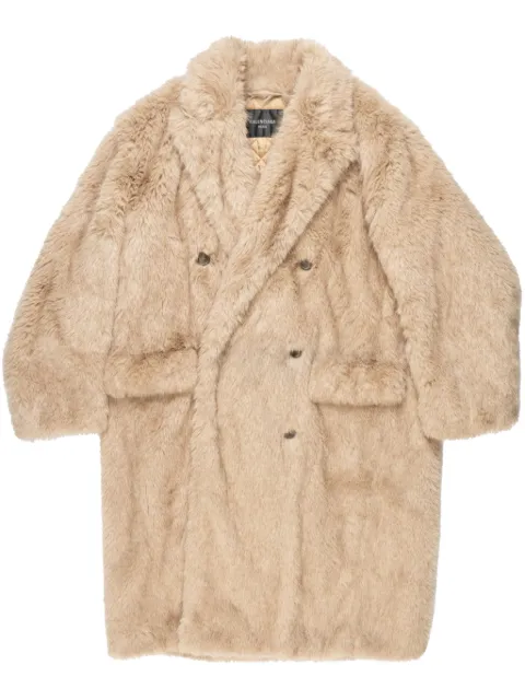 Balenciaga faux-fur double-breasted coat Neutrals 768740TPQ14