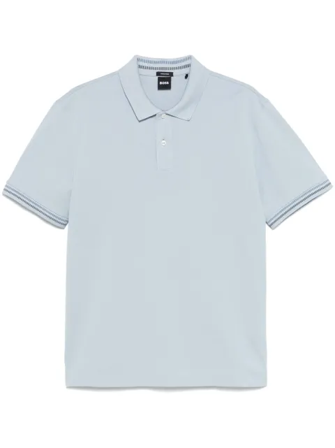 BOSS striped-trim polo shirt Blue 50531850