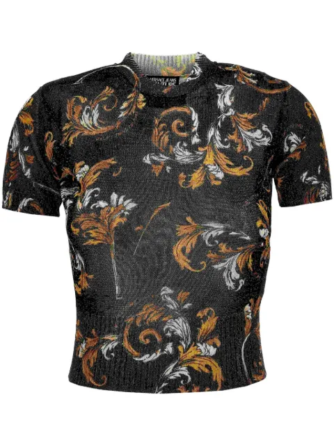 Versace Jeans Couture Barocco-print knit T-shirt Black 78HAFM07CMN45