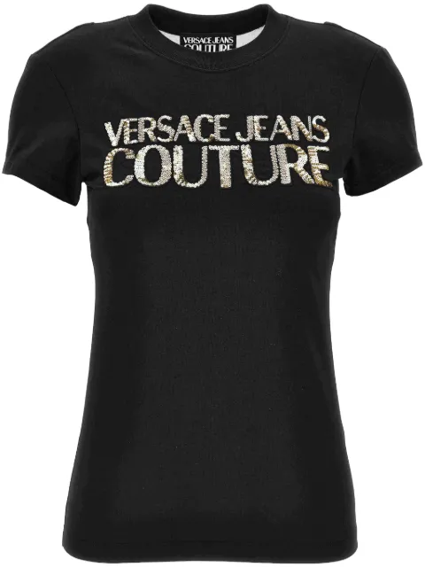 Versace Jeans Couture embellished T-shirt Black 78HAHE00CJ02E