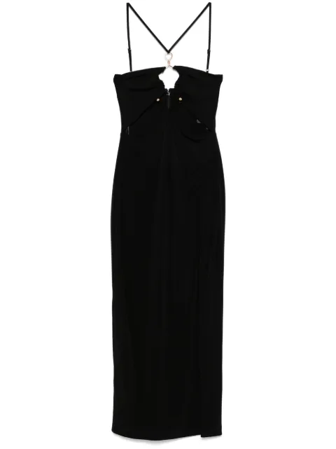 NISSA hardware-detailed midi dress Black RC15547BLACK