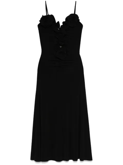 NISSA floral-appliqué midi dress Black RS15564
