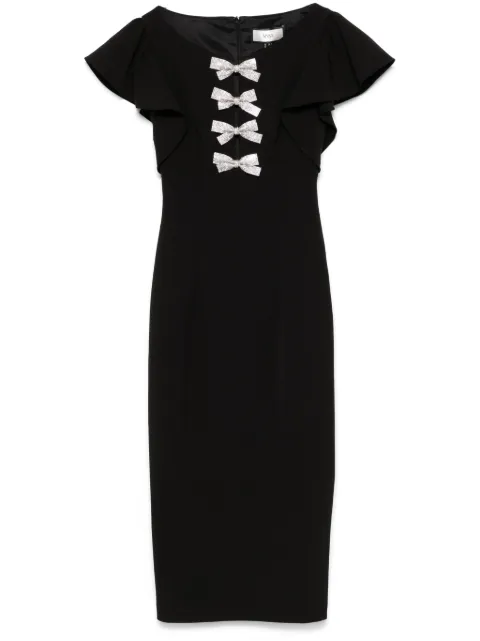 NISSA bow-detailed midi dress Black RC15664