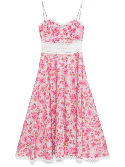 NISSA floral-print linen midi dress Pink RZ15669