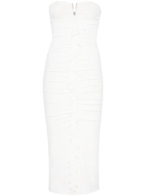 NISSA ruffled-detailed midi dress White RS15544WHITE