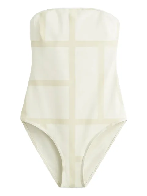 TOTEME Monogram strapless swimsuit Neutrals 252WSW1027FB0221282