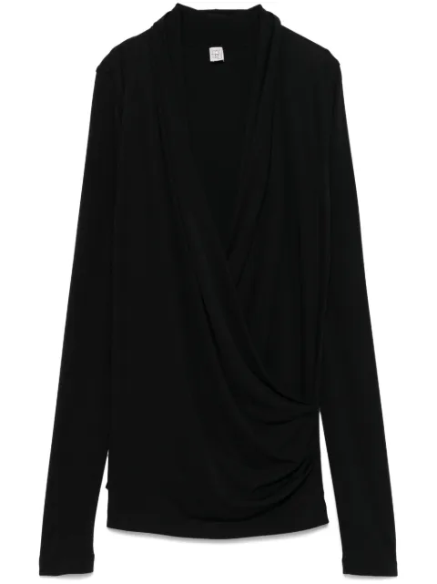 TOTEME overlapped jersey blouse Black 252WRT0443FB0162001