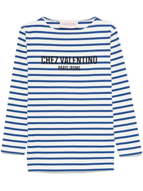 Valentino Garavani Long sleeve cotton T-shirt with Chez print Blue BMG24C962