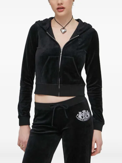 Juicy Couture embroidery-logo zip-up hoodie Black JCSEBJ007101