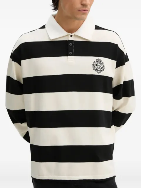 The Kooples striped-pattern long-sleeve polo shirt Black HPOL29004K