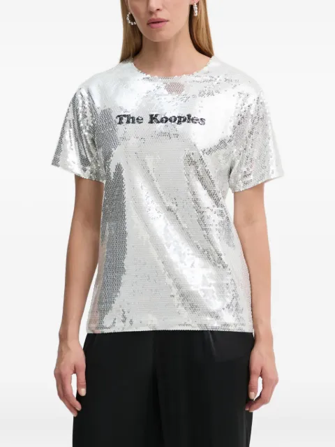 The Kooples sequin-embellished short-sleeve T-shirt Silver FTSC29036K