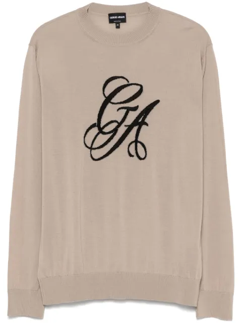 Giorgio Armani embroidered-logo sweater Brown GM000976AF14546