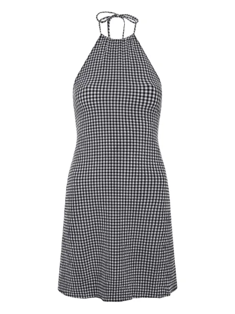 Hunza G gingham halterneck mini dress Black HALTERNECKMINIDRE