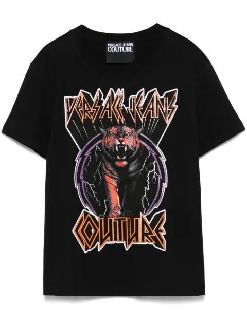 Versace Jeans Couture logo-print T-shirt Black 78HAHS03CJ00S
