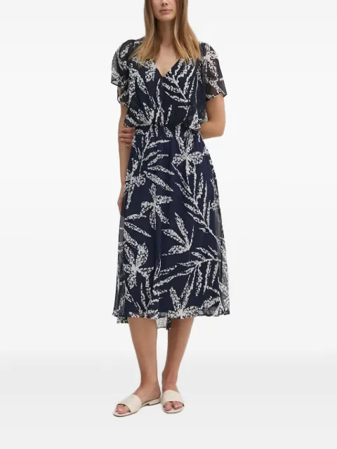 DKNY leaf-print midi dress Blue DD4A6765