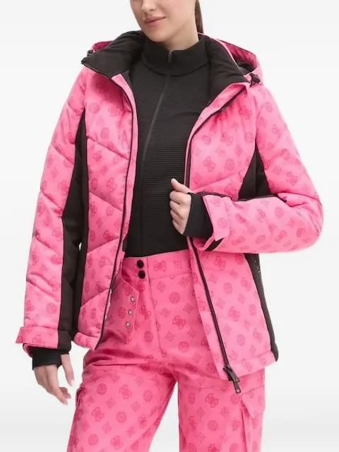 GUESS USA logo-print quilted ski jacket Pink W4PL3N