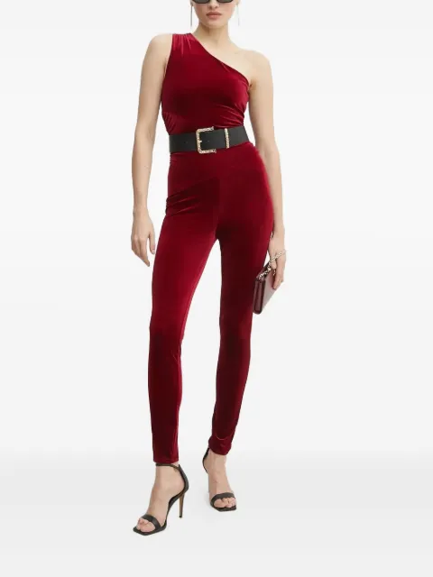 GUESS USA one-shoulder velvet jumpsuit Red W5RD71