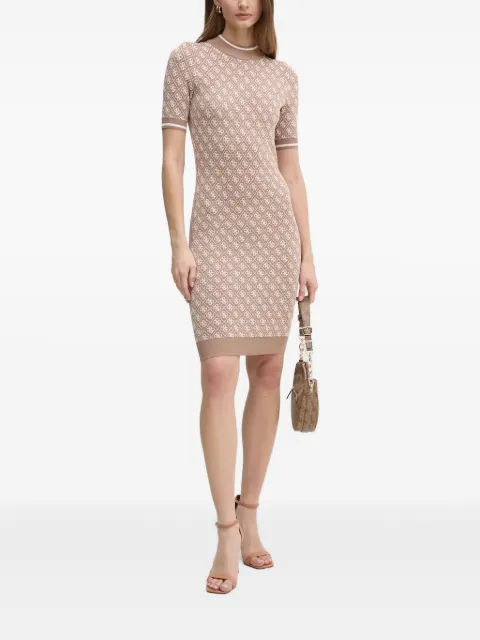 GUESS USA logo-pattern short-sleeve mini dress Neutrals W3YK39